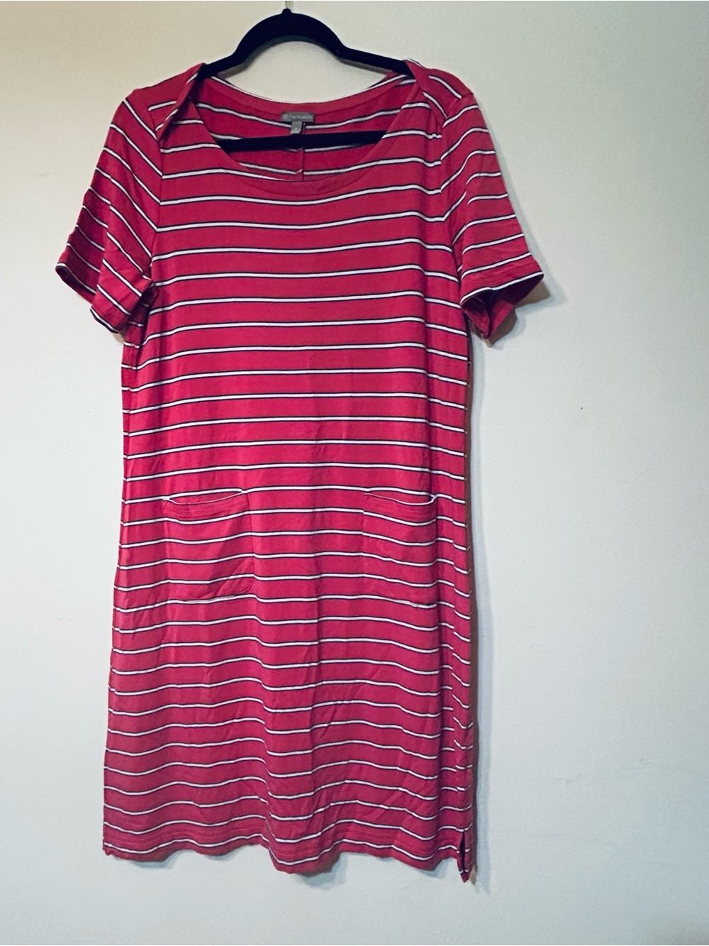 Talbots Casual Short-Sleeve Coral Striped Women’s Dress